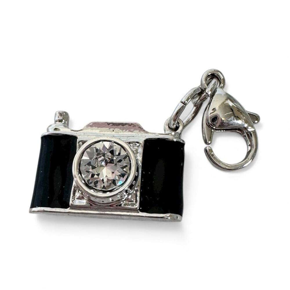 Origami Owl Silver Black Camera Charm Rhinestone Jewelry
